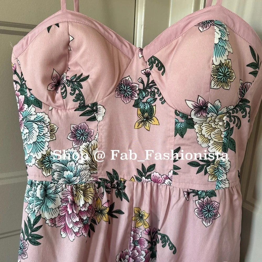 Moissanite Corset Bodice Wide Leg Jumpsuit Floral Size Medium